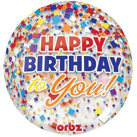 LOFTUS INTERNATIONAL 15 in. Birthday Clear Confetti Orbz See-Thru Balloon A3-0675